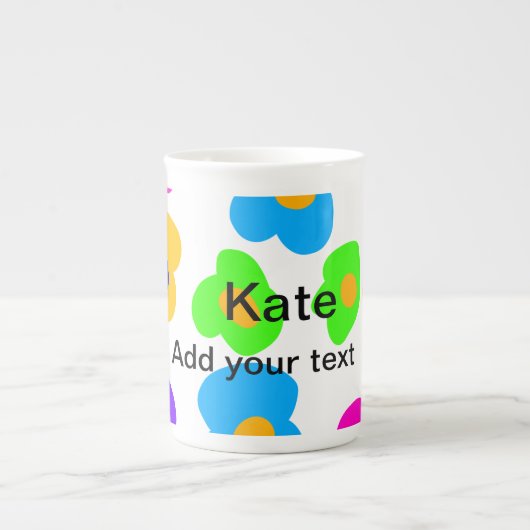 レインボーフラワープライドラブ追加ネーム文字lqbtq abst ボーンチャイナマグカップ (正面)