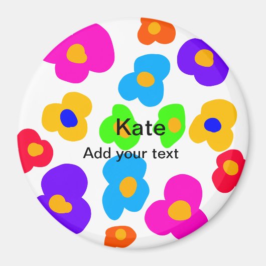 レインボーフラワープライドラブ追加ネーム文字lqbtq abst マグネット (正面)