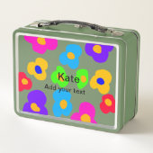 レインボーフラワープライドラブ追加ネーム文字lqbtq abst メタルランチボックス (裏面)