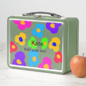 レインボーフラワープライドラブ追加ネーム文字lqbtq abst メタルランチボックス (インサイチュ)