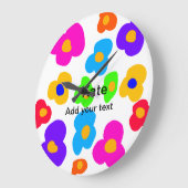 レインボーフラワープライドラブ追加ネーム文字lqbtq abst ラージ壁時計 (傾斜)