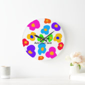 レインボーフラワープライドラブ追加ネーム文字lqbtq abst ラージ壁時計 (ホーム)