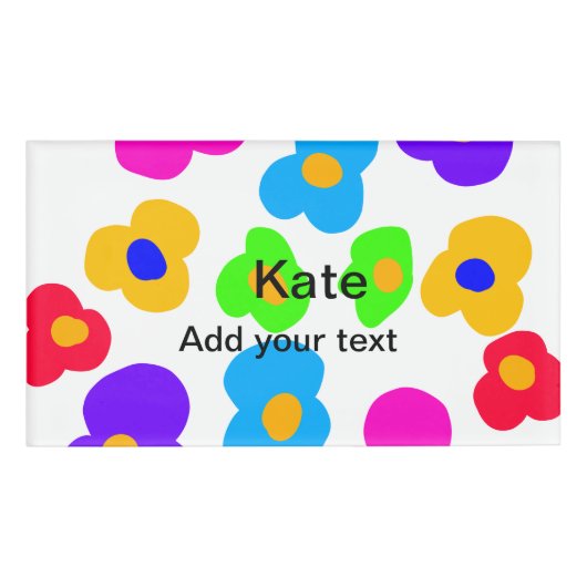 レインボーフラワープライドラブ追加ネーム文字lqbtq abst 名札 (正面)