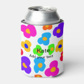 レインボーフラワープライドラブ追加ネーム文字lqbtq abst 缶クーラー (缶正面)