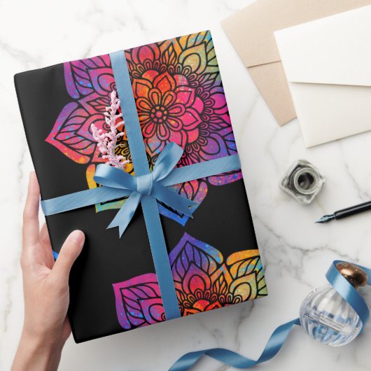 レインボーフラワーマンダラ ラッピングペーパー (ギフト)