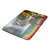 レインボーフラワーユニコーングリーンツリーズウォーターフォール湖 バスマット (アングル)