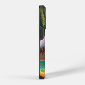 レインボーフラワーユニコーングリーンツリーズウォーターフォール湖 iPhoneケース (右側面)