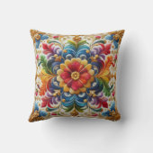 レインボーフラワー刺繍ルッキングフローラデザイン クッション (裏面)