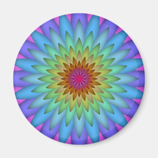 レインボーフラワー抽象芸術 マグネット (正面)