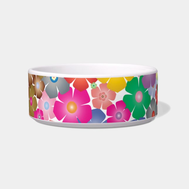 レインボーフラワー開花キャットフード ボウル (正面)