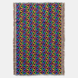 レインボーフラワー・オブ・ライフ・パターン スローブランケット