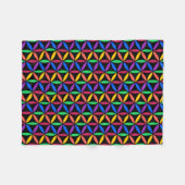 レインボーフラワー・オブ・ライフ・パターン フリースブランケット (正面(横))