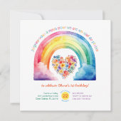 レインボーフランスのガールバースデーパーティーへの招待 招待状 (正面)