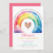 レインボーフランスの1th誕生日招待状 招待状 (正面/裏面)