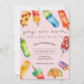 レインボーフルーツポップシクル誕生日パーティー招待状 招待状 (正面)