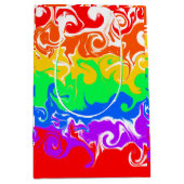 レインボーフルードアート誕生日 ミディアムペーパーバッグ (正面)