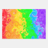 レインボーフルードアート誕生日 ラッピングペーパーシート (正面2)