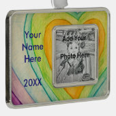 レインボーフレンドシップカスタムハートオーナメント シルバープレートフレームオーナメント (右)