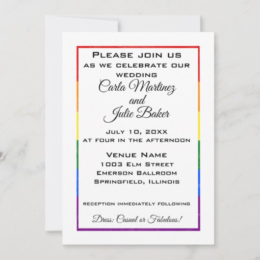 レインボーフレーム結婚式招待状 招待状 (正面)