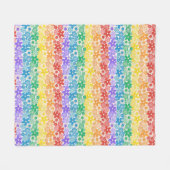 レインボーフローラカラフルプライド模様 フリースブランケット (正面(横))