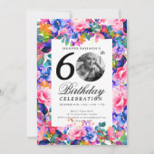 レインボーフローラガーデンフォト60thバースデーパーティー 招待状 (正面)