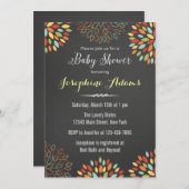 レインボーフローラチャルクボードベビーシャワー招待状 招待状 (正面/裏面)