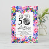 レインボーフローラフォトサプライズ50誕生日 招待状 (スタンド正面)