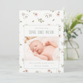 レインボーフローラフォトベビーガール誕生のお知らせ サンキューカード (スタンド正面)