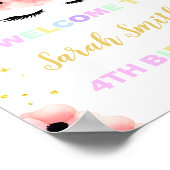 レインボーフローラユニコーンバースデーパーティーウェルカムサイン ポスター (角)