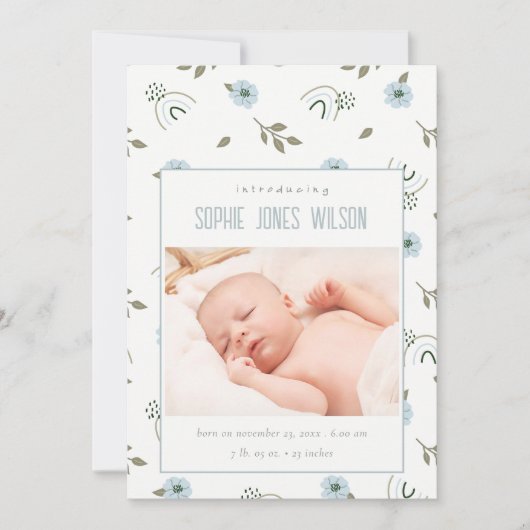 レインボーフローラ写真男の赤ちゃん誕生発表 サンキューカード (正面)