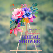 レインボーフローラ水カラーブライダルシャワーへようこそ アクリルサイン (ニュートラル)