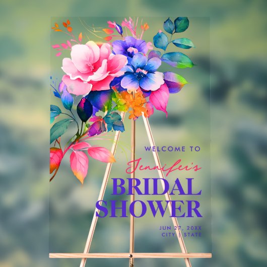 レインボーフローラ水カラーブライダルシャワーへようこそ アクリルサイン (ニュートラル)