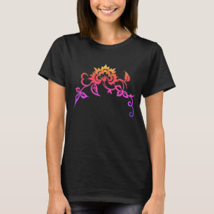 レインボーフローラ葉スステンシルアート Tシャツ