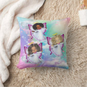 レインボーフワフワフワ雲と3蝶ベビー クッション (ブランケット)