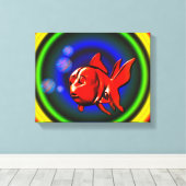 レインボーフーズかわいい抽象芸術金魚 キャンバスプリント (インサイチュ (ウッドフロア))
