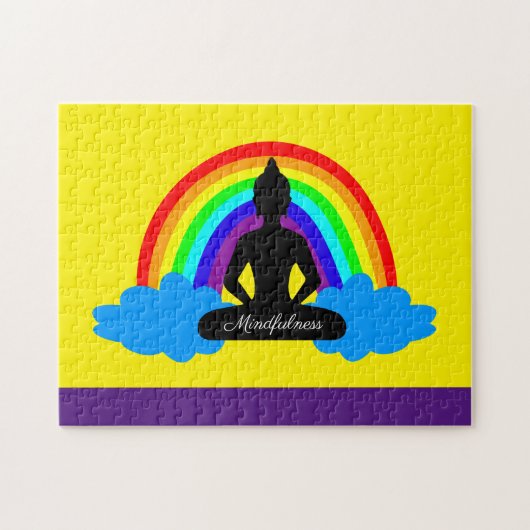 レインボーブッダ&マインドフルネスヨガ/瞑想 ジグソーパズル (横)