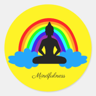 レインボーブッダ&マインドフルネスヨガ/瞑想 ラウンドシール