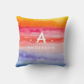 レインボーブライトウォーターカラーズファミリー名モノグラム クッション (裏面)