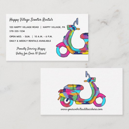レインボーブライトカラーズスクーターのモップレンタル修復 名刺 (正面/裏面)