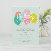 レインボーブライトバルーン誕生パーティーミント 招待状 (スタンド正面)