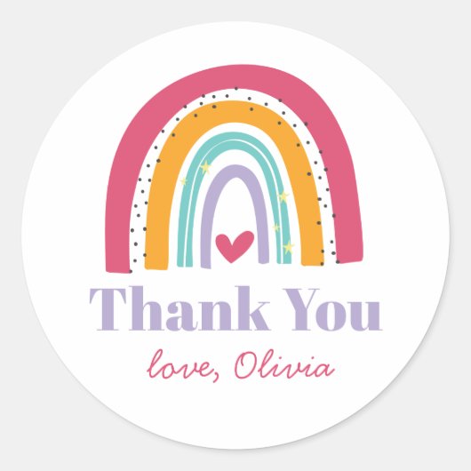 レインボーブライト誕生日サンキュービッグ ラウンドシール (正面)