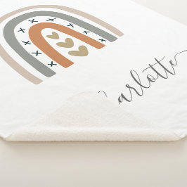 レインボーブラウンベージュグレーホワイトボホ子供部屋かわいい シェルパブランケット