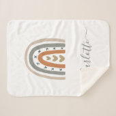 レインボーブラウンベージュグレーホワイトボホ子供部屋かわいい シェルパブランケット (正面(横))