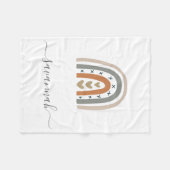 レインボーブラウンベージュグレー白子供部屋かわいい フリースブランケット (正面(横))