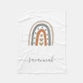 レインボーブラウンベージュグレー白子供部屋かわいい フリースブランケット (正面)