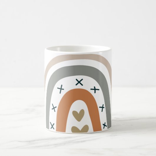 レインボーブラウンモダングレーホワイト コーヒーマグカップ (中央)