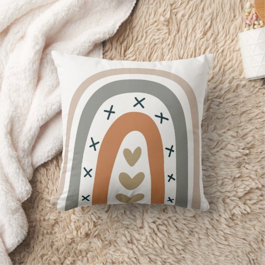 レインボーブラウンモダンベージュ灰色の白くミュートされた地球 クッション (ブランケット)