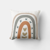 レインボーブラウンモダンベージュ灰色の白くミュートされた地球 クッション (正面)