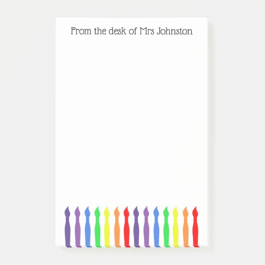 レインボーブラシ，机から，アート先生 ポストイット (正面)