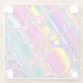 レインボーブラスト抽象芸術アート ガラスコースター (裏面)